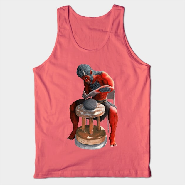 Ogre Spinning Japanese Pots Fantasy Image Tank Top by Helms Art Creations